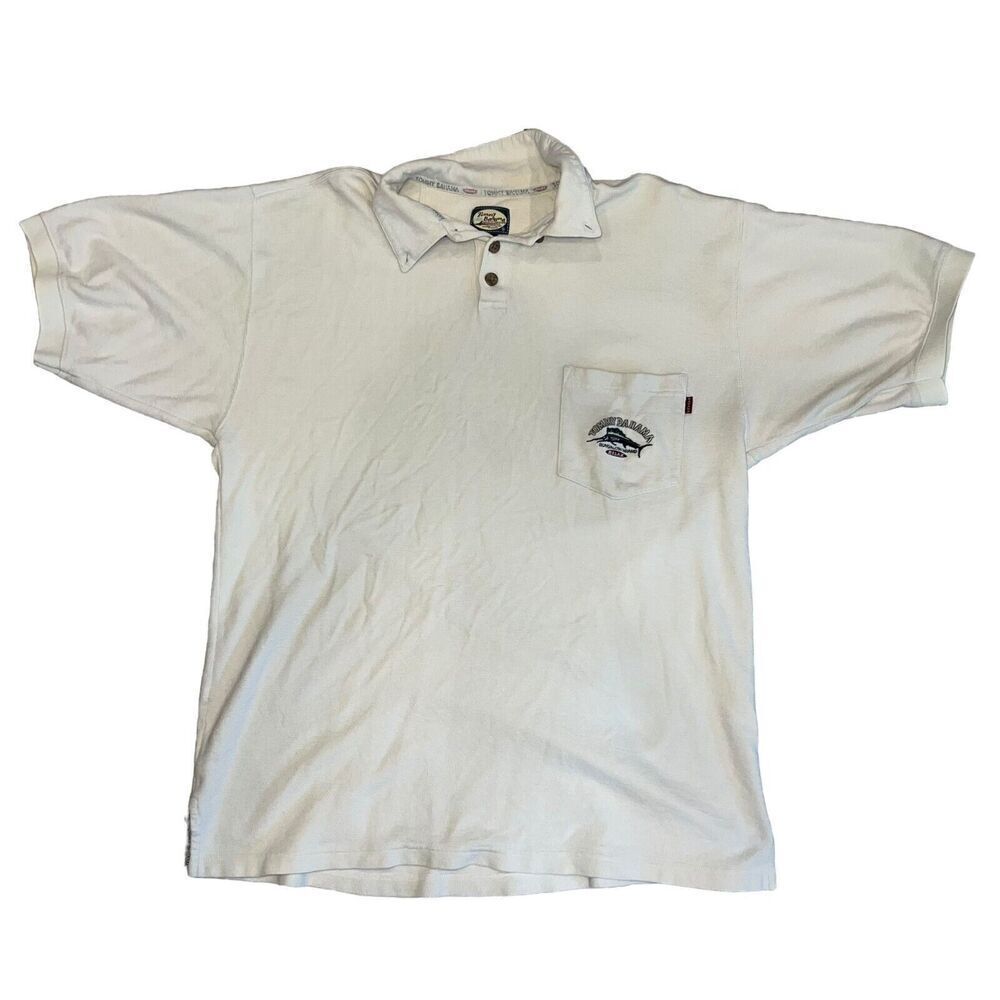 Tommy Bahama Polo Shirt Men's M White Ribbed Bungalow Brand Relax